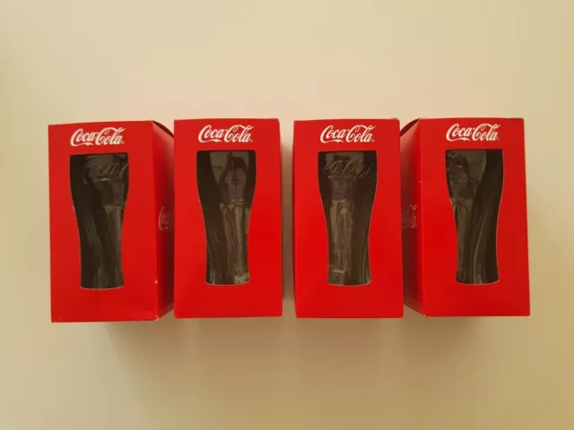 4 Bicchieri in Vetro COCA COLA 330 ml - 0,33 L Originali  NUOVI scatola cartone