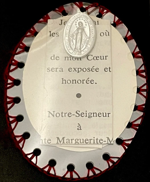 VINTAGE CATHOLIC SACRED Heart Of Jesus Encased Scapular, Mary Medal ...