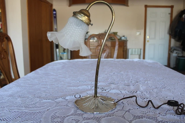 Tulip Lily Pad 1970's Student Goose Neck Portable Lamp E-69571 Desk Lamp