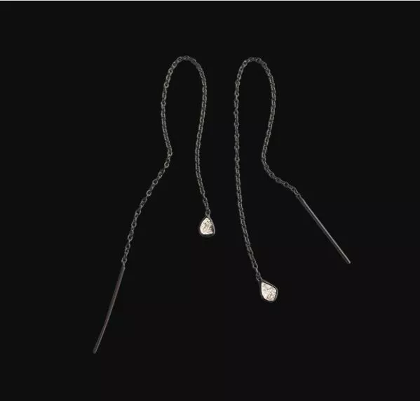 Naturel Diamant Bijoux 925 Chaîne Argent Massif Boucle D'Oreilles Pour Amour