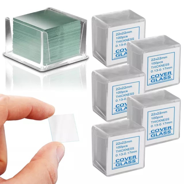 RE-GEN - 500 Pack Microscope Clear Glass Slides Coverslips Blank Square 22x22mm