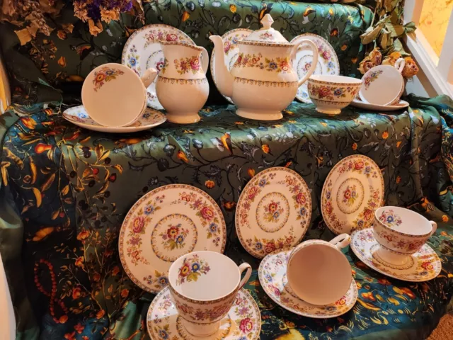 Vintage Royal Grafton Fine Bone China "Malvern" Country Flowers Tea Set 2