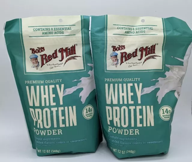Lot Of 2 Bob's Red Mill Whey Protein Powder 12oz Packs 4g Protein Per Serving
