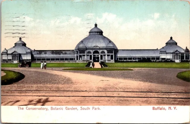 Postcard The Conservatory Botanic Garden South Park Buffalo NY 1909