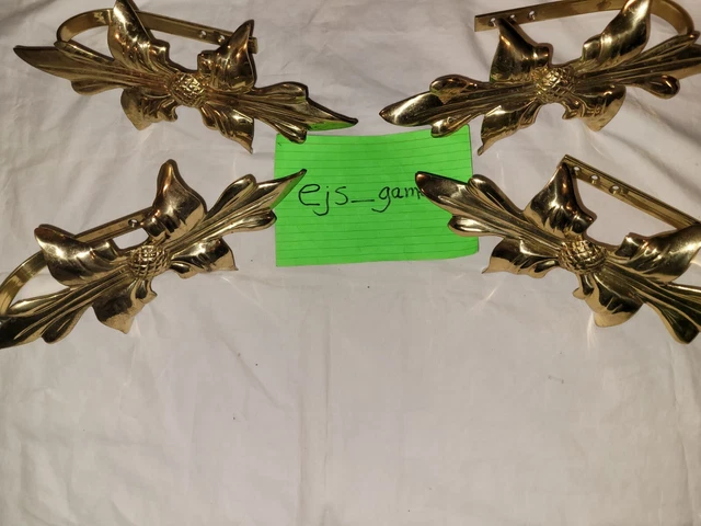 Vintage Solid Brass Wall Mount  Drapery Tiebacks (4) Beautifully Made In India.