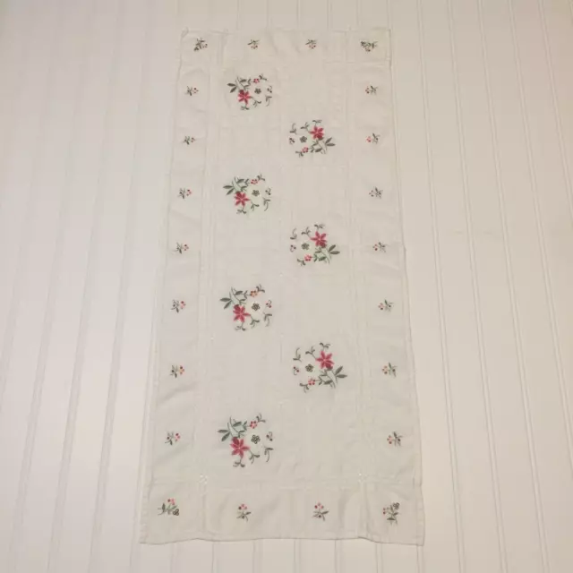 Table Runner 31.5"x14" White Embroidered Floral Lace Spring Cottage