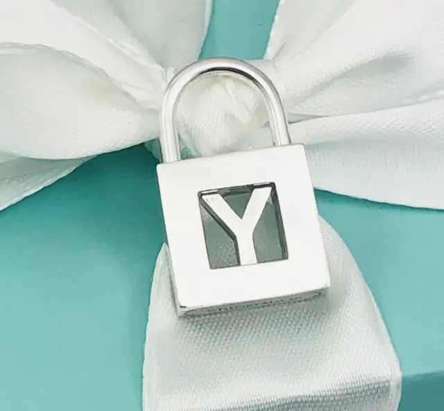 Tiffany & Co Sterling Silver Letter "Y" Alphabet Initial Padlock Charm Pendant