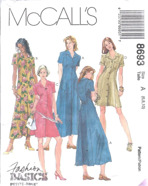 8693 UNCUT Vintage McCalls SEWING Pattern Misses Semi Fitted Dress Spring Casual