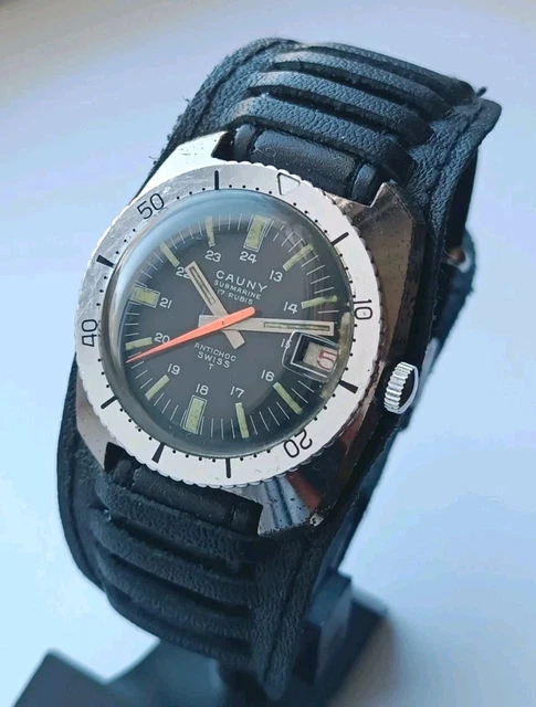Montre Plongeuse Vintage Cauny Des Années 60 - Boîtier 38mm, Mouvement Mécanique AS 1803, Suisse