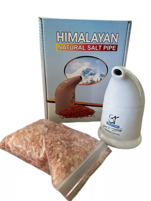 Himalayan Natural Salt Pipe/Inhaler with free 200g Salt - White Colour With Box