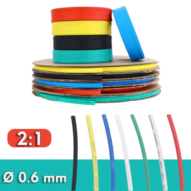 7 colors Heat Shrink Tubing - 0.6mm Cable Heatshrink Sleeving Car 2:1 Ratio