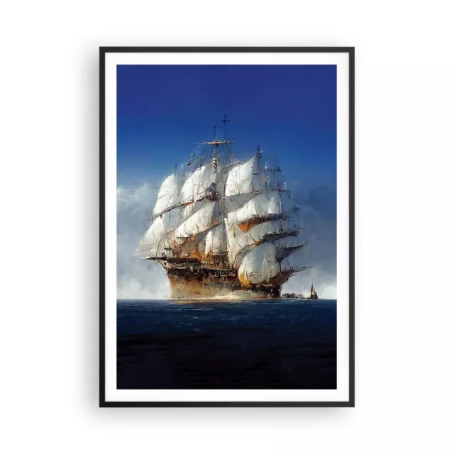 Cuadro Poster de Pared 70x100cm P�ster Marco Oc�ano Velero Cl�sico Wall Art