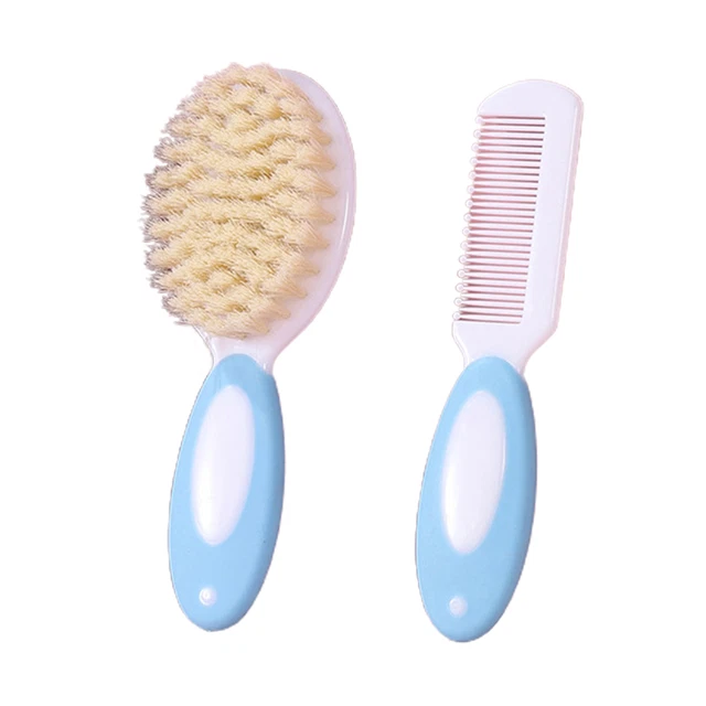 Juego de 2 piezas de cepillo de bebé resistente al desgaste lindo forma cómodo agarre cepillo de bebé P azul