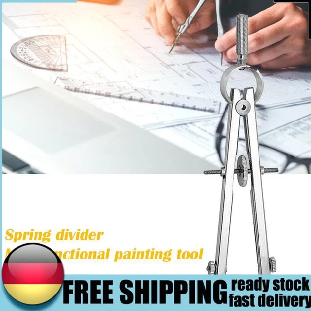 SPRING PROTRACTIOR COMPASSES Math Geometry Set with Lock Precision ...