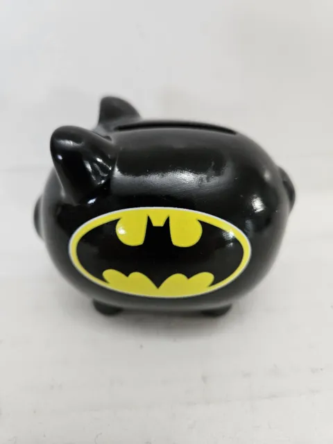 TM & DC Comics Black Piggy Bank with Yellow Batman Sign 3’ Tall 4’ Long Ceramic