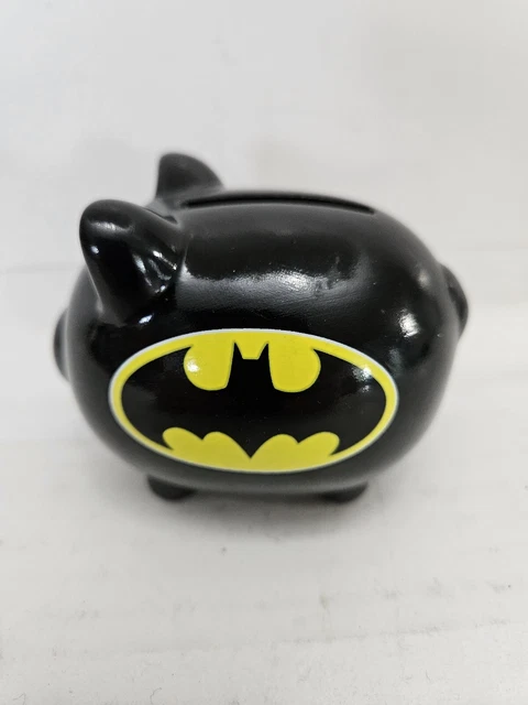 TM & DC Comics Black Piggy Bank with Yellow Batman Sign 3’ Tall 4’ Long Ceramic