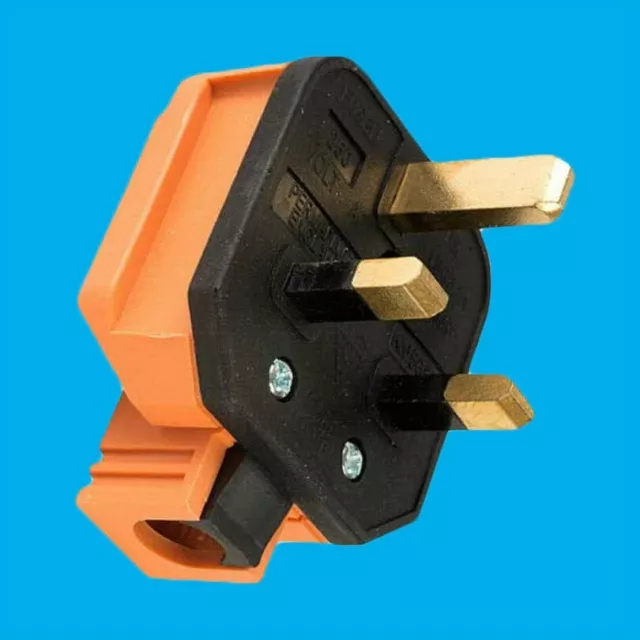 1x Orange Wiederanschließbar Schwerlast Stecker 13A 230V UK 3-Pin Plastik Körper