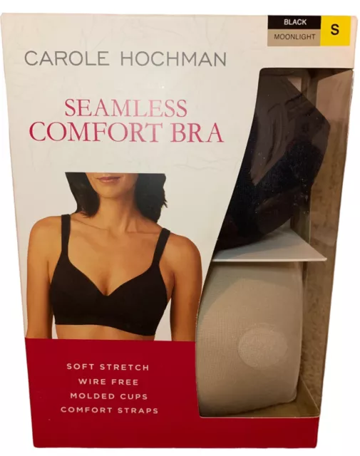 Carole Hochman Women 2 Pack Seamless Comfort Bra Wire Free Black -Nude Size  M-L