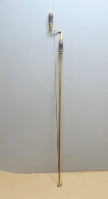 Vintage/Antique Hardwood & Brass Winder Opener Pole Winding