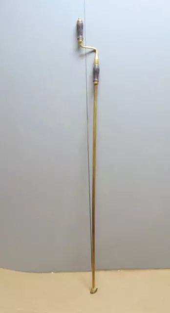 Vintage/Antique Hardwood & Brass Winder Opener Pole Winding