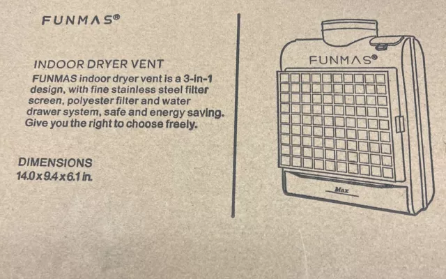 FUNMAS 3-in-1 Indoor Dryer Vent, Stainless Steel Screen Filter Polyester Filter