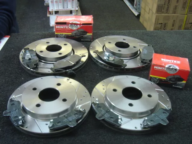 Ford Mondeo 2.5 V6 St200 St24 Brake Disc Drilled Grooved  Mintex Pad