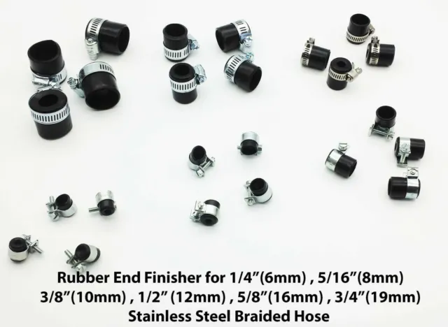 Rubber End Caps and Clips for Braided Fuel Hose Pipe Edge Caps Stainless steel