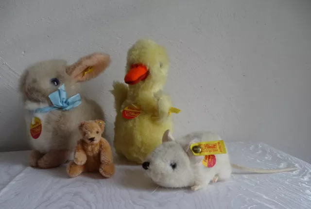 Konvolut Steiff Tiere Hase Ente Maus und Teddybär meist gut erhalten