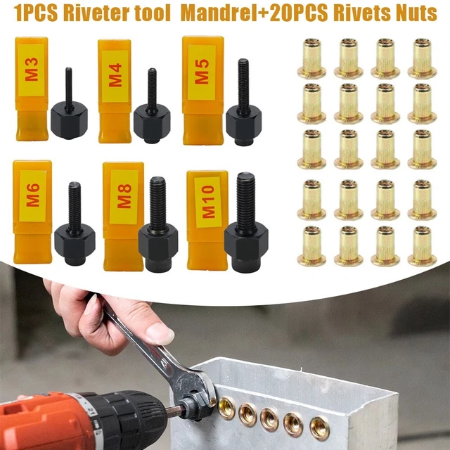 Parte di ricambio per dado rivetto manuale con set dadi M3M12 e dadi zincati in