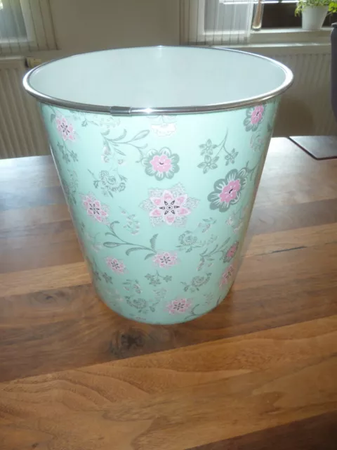 Papierkorb / Mülleimer / mint mit Blümchen