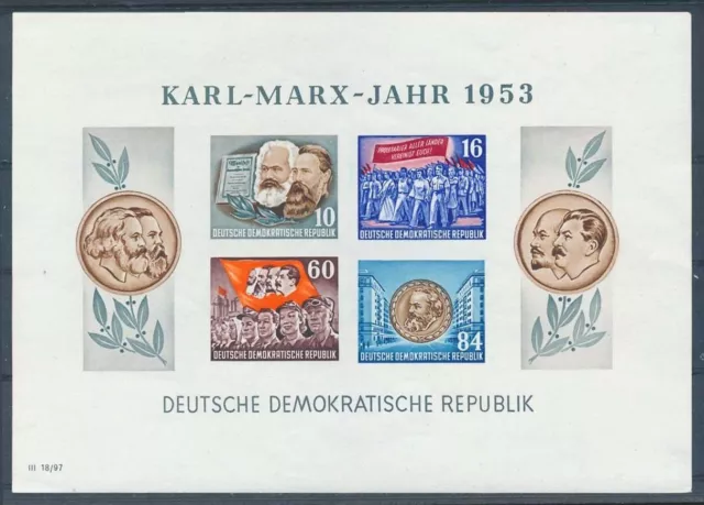 DDR Block 9 B YI postfrisch Marx-Block geprüft Schönherr BPP, Mi. 100,- Euro