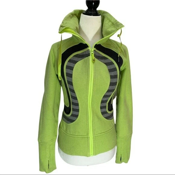 Lululemon Athletica LIMITED EDITION Zip Up Hoodie Green Shawl Collar Size 4