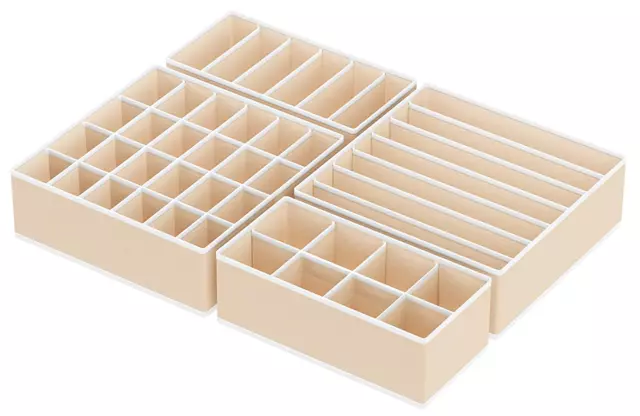 SimpleHouseware Closet Underwear Organizer Drawer Divider 4 Set, Beige