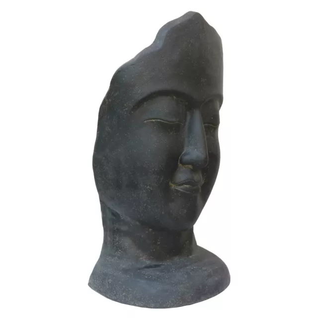 Gesicht "schlafende Frau" 80 cm Steinfigur Garten-Deko schwarz antik frostfest