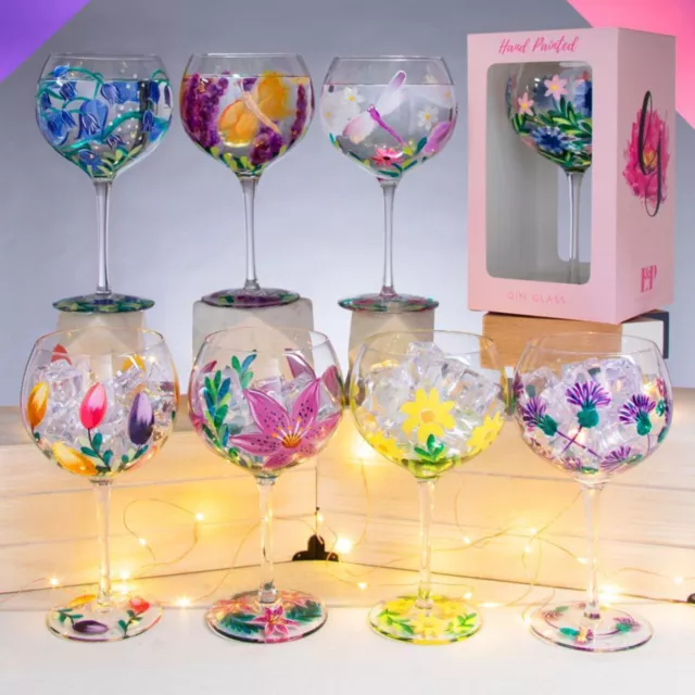 Lynsey Johnstone Hand Painted Copa Gin & Tonic Glasses Cocktail Balloon Glass