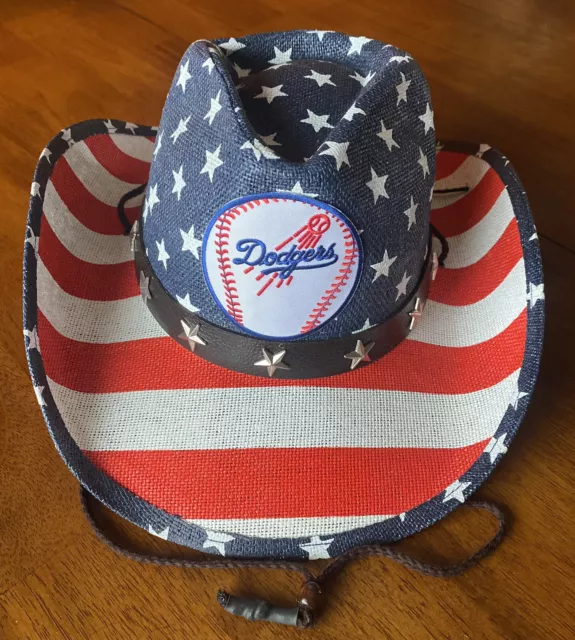 LA Dodgers Patriotic Cowboy Hat USA Star Studded Festival Baseball Western Strap