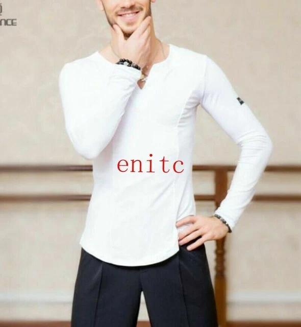 Mens Ballroom Latin Salsa Dance Shirt Top Tango Modern Rumba Long Sleeve Shirts