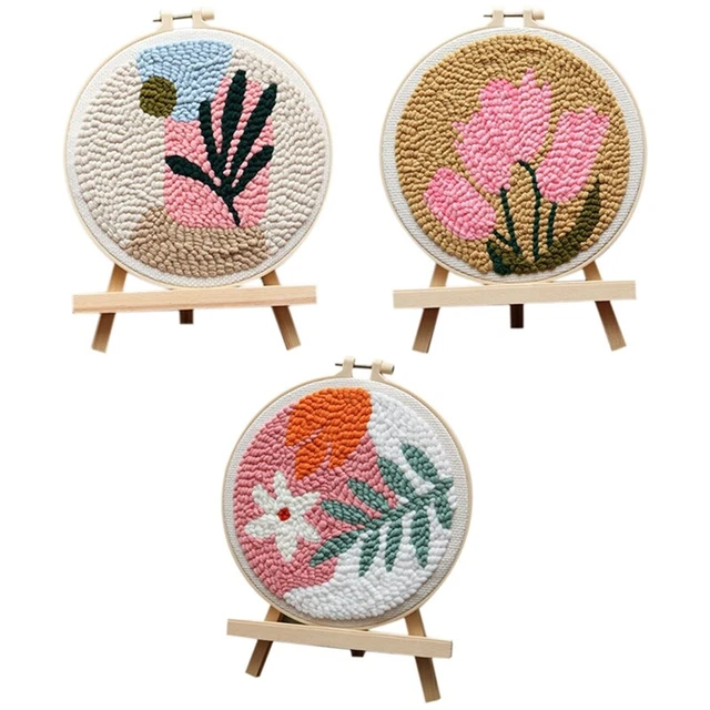 Punch Needle-Stickerei-AnfäNger-Kits Punch Needle-Stoff mit Mustergarnen St A7A9