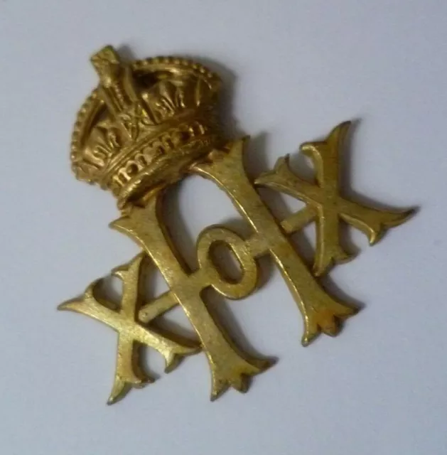 20th Hussars Regiment Cap Badge KC Brass No Slider ANTIQUE Org