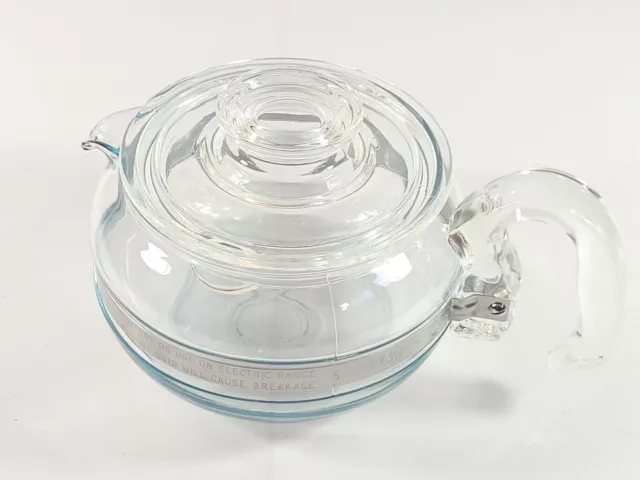 Vintage Pyrex Coffee Teapot 6 Cup Glass & Stainless Flameware Classic Tea