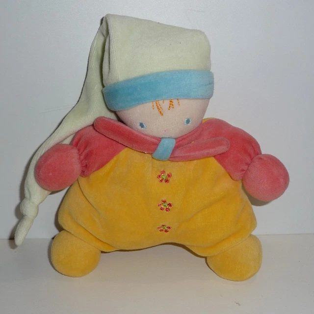 Doudou Poupée Lutin  Nounours - Bonnet vert