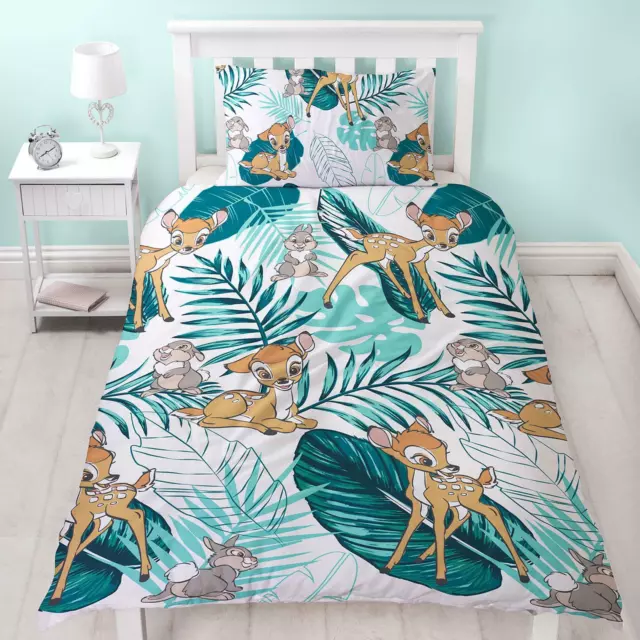 Bambi & Thumper Single Duvet Set Palm Leaf Kids Reversible Bedding