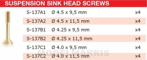 Suspension Brass Screw M2 Sink Head 4.0mm x 9.5mm ? Short (x4)