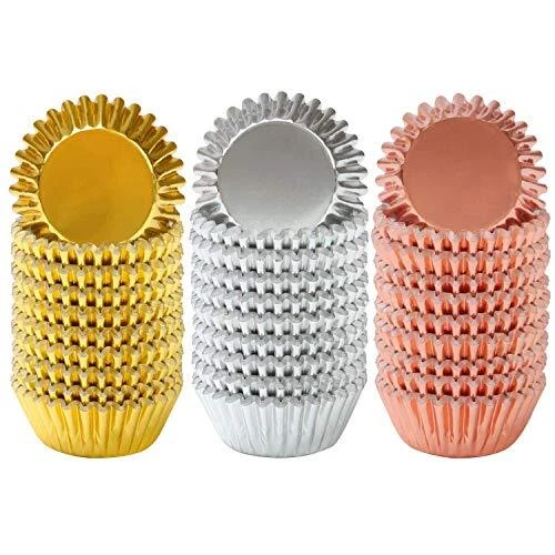 600 Pieces 1.25 Inch Mini Foil Metallic Cupcake Liners Muffin Paper Ca...