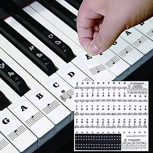 Autocollants pour clavier de piano - 49/54/61/88 - Kit complet pour touches noir