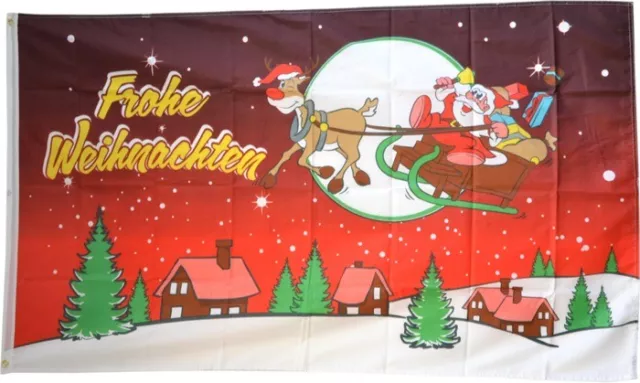 Fahne Frohe Weihnachten rot Flagge Weihnachtsmann Hissflagge 90x150cm