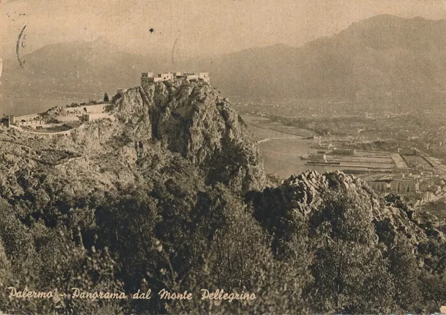 Cartolina Sicilia Palermo Panorama dal Monte Pellegrino Viaggiata 1963