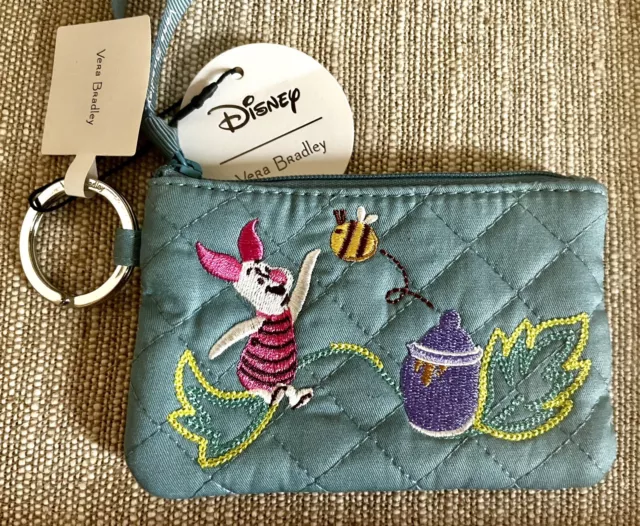 Vera Bradley Disney Winnie The Pooh Piglet Blue Zip ID Case Key Ring NWT