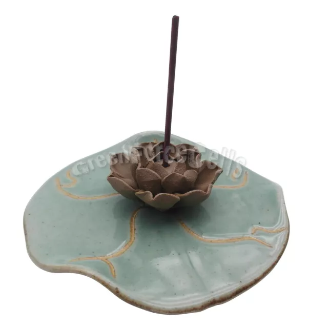 Ceramic Flower Lotus Decoration Hole Stick Incense Plate Dish Burner Holder