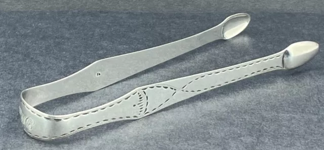 Georgian bright cut silver sugar tongs - Newcastle 18th century